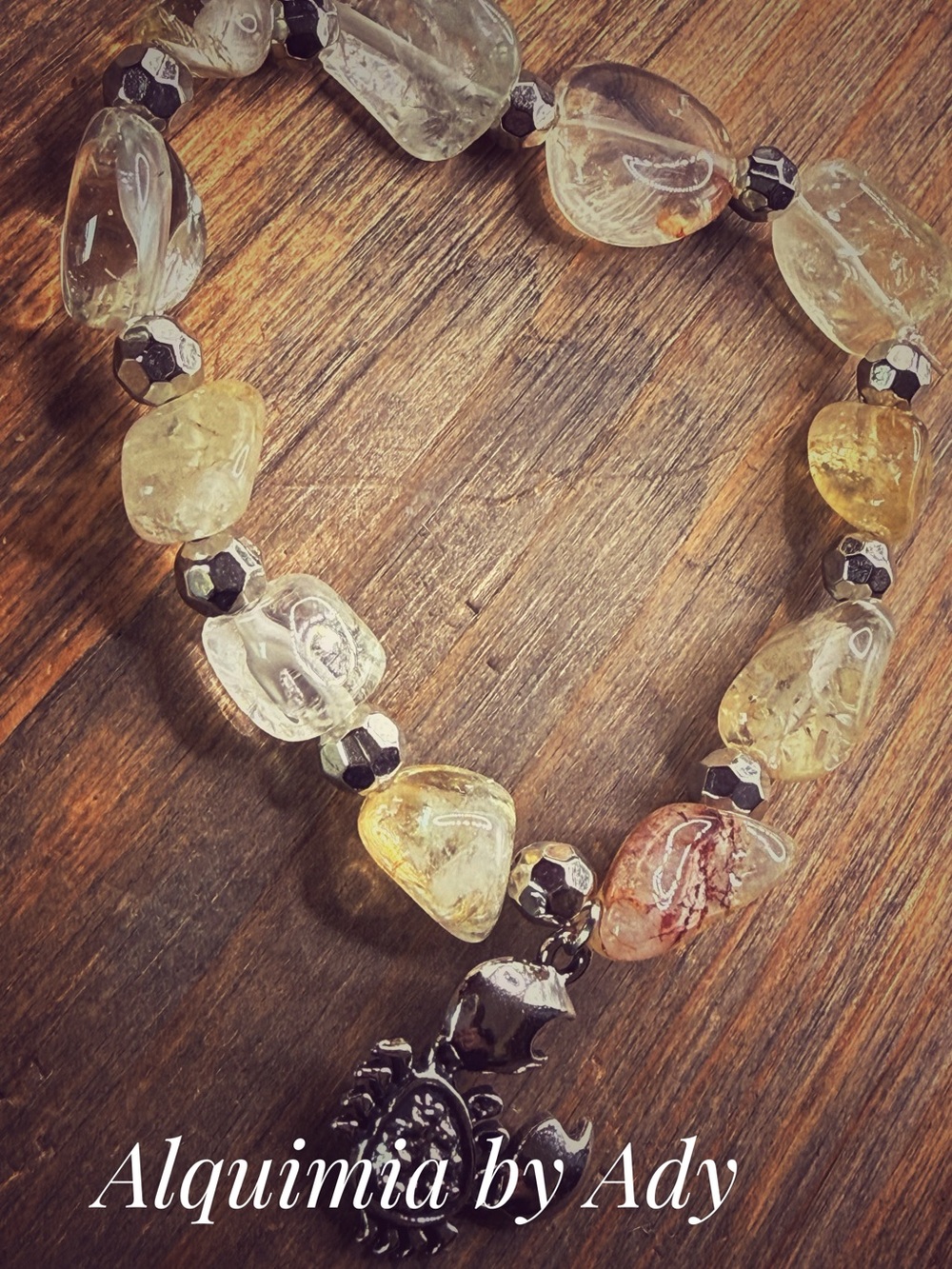 Citrine oversized nuggets summer beaded bracelet + Crab 🦀 charm